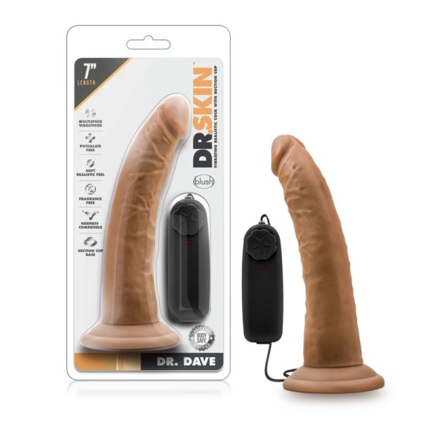 Dr. Skin - Dildo realista de 7” c/Vibrador - Mocha