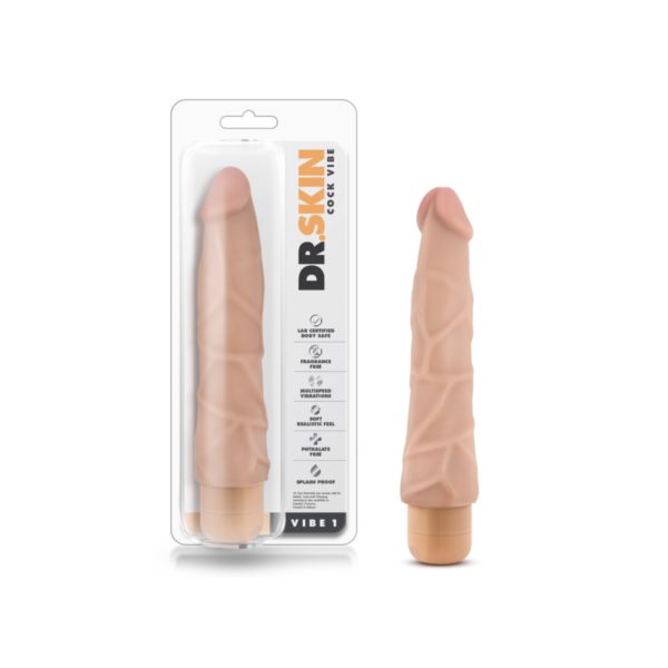 Dr. Skin Cock Vibe 01 Realistic Vibrator Splash Proof Natural 9 Inch