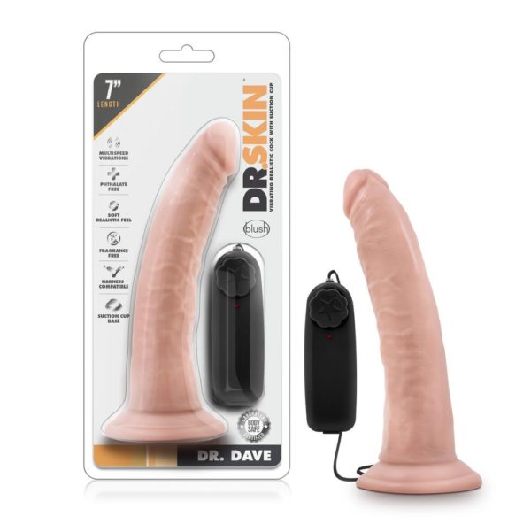 Dr. Skin - Dr. Dave - 7 Inch Vibrating Cock with Suction Cup - Vanilla