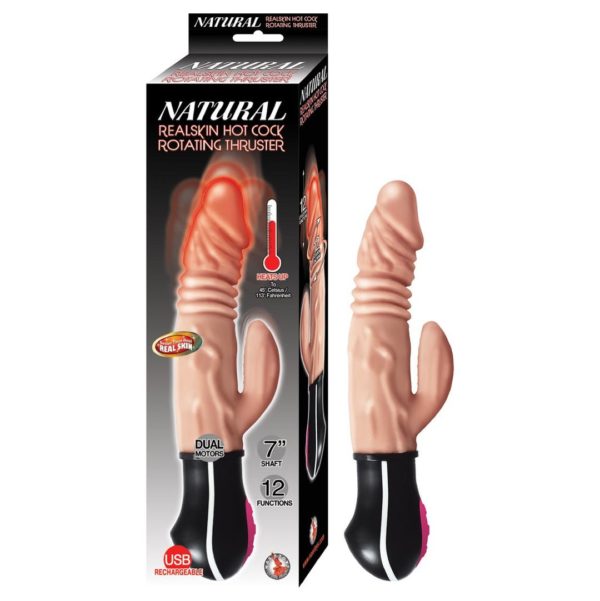 NATURAL REALSKIN HOT COCK ROTATING THRUSTER-WHITE