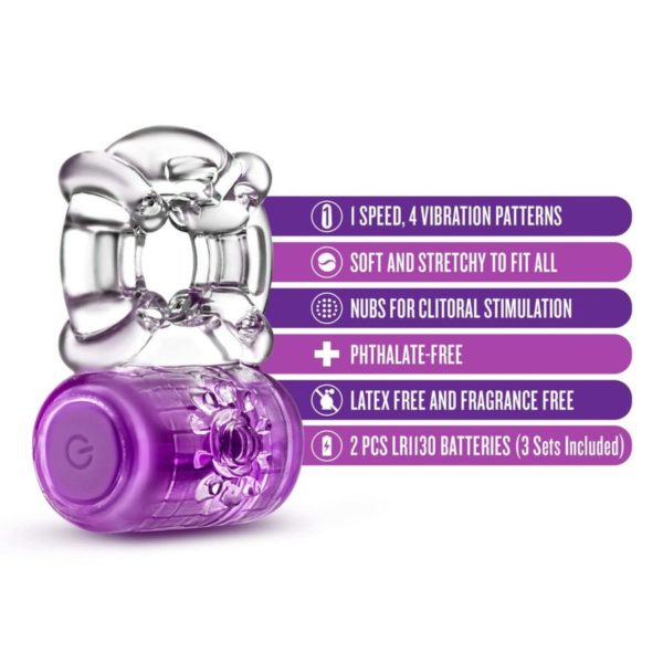 Play With Me - One Night Stand Vibrating C-Ring - Purple - Imagen 4