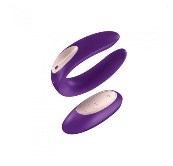 Double Plus Remote Silicone USB Rechargeable Couples Vibe Purple