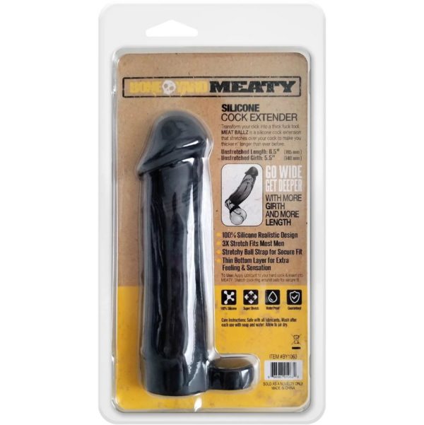 Boneyard Meaty 3X Stretch Silicone Penis Extender 6.5in - Black - Imagen 2